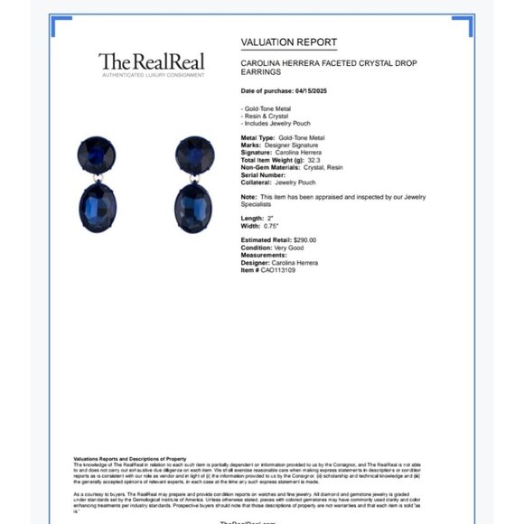 CAROLINA HERRERA | Faceted Crystal Drop Earrings navy Blue - Picture 6 of 7